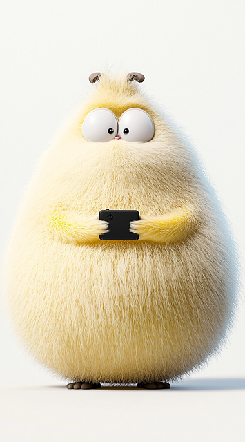 Free cute fluffy pot-bellied white cat illustration
