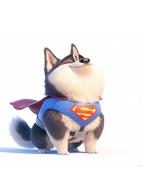 Sød Fluffy Pot-Bellied Husky