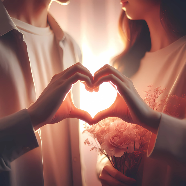 Free ai generated couple heart gesture illustration