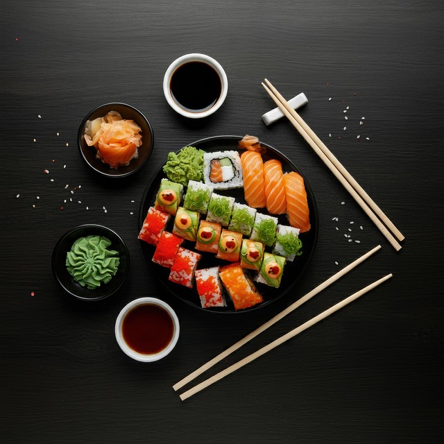 Free japanese sushi rolls avocado sushi illustration