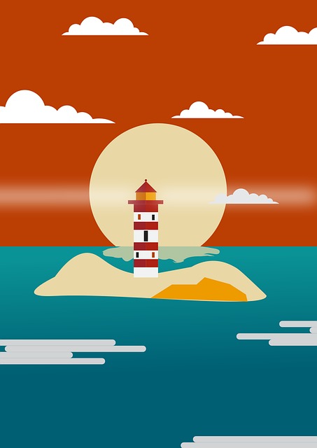 Free Sunset Lighthouse vector and picture