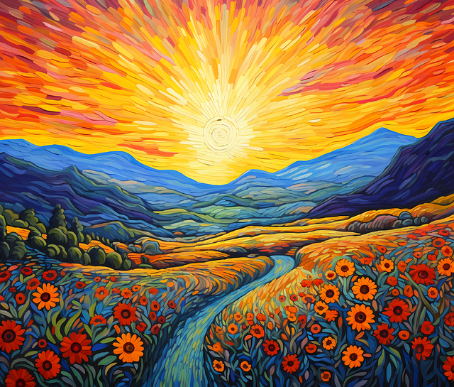 Atardecer, Paisaje, Colores Vibrantes