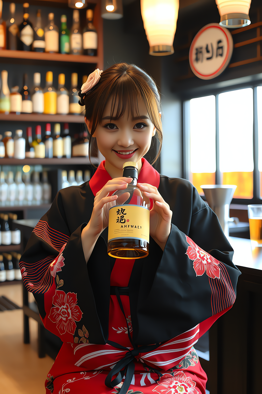 Download Saleswoman, Alcohol, Kimono. RoyaltyFree Stock Illustration