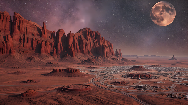 Free space planet city illustration