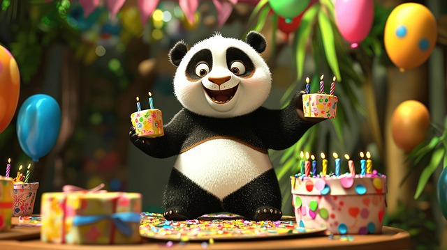 Ai Gerado, Panda, Feliz, Desenho Animado