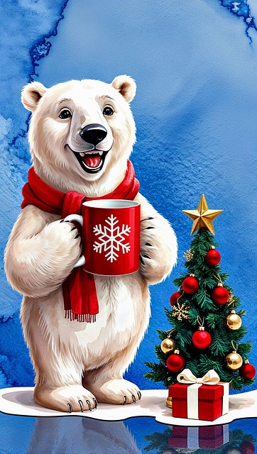 Free ai generated polar bear christmas illustration