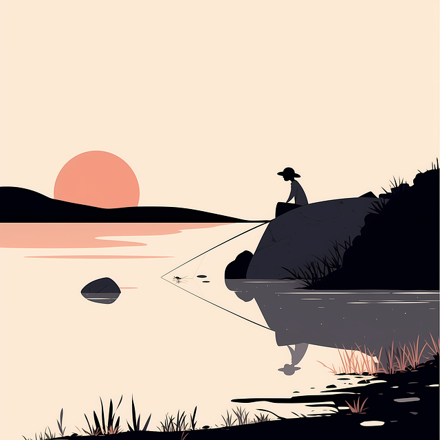Free ai generated fisherman lake illustration