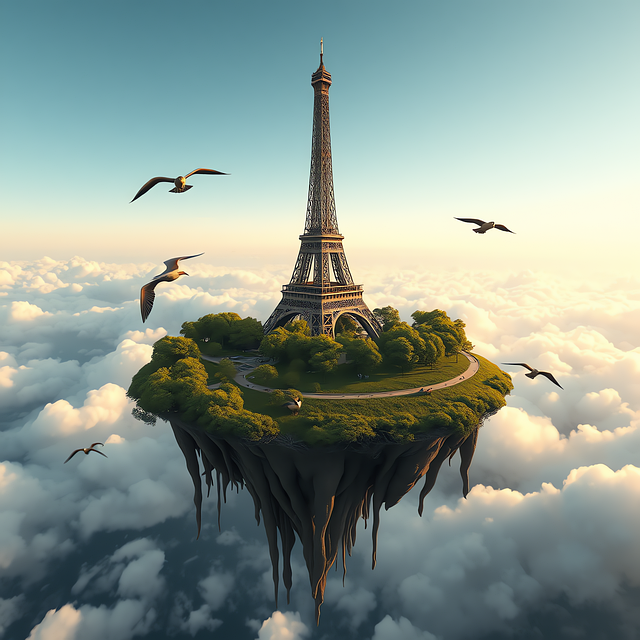 Ai Generiert, Wolken, Vögel, Eiffelturm
