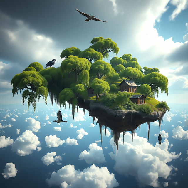 Free ai generated clouds birds illustration