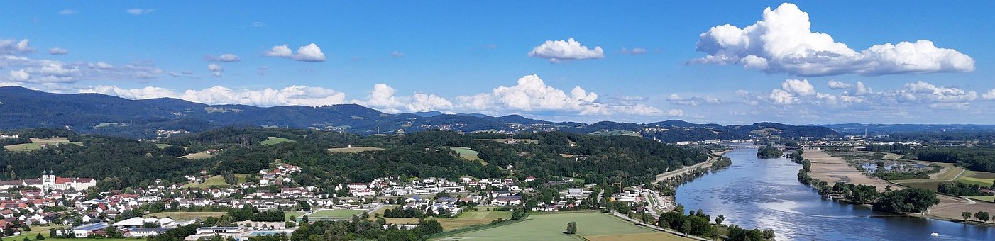 Paisaje, Flujo, Horizonte, Bosque, Nubes