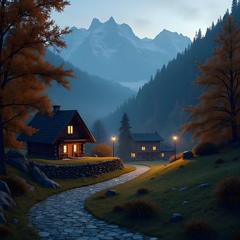 Free Ai Generated Village illustration and picture