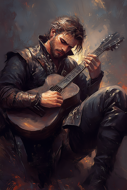 Free man musician bard illustration