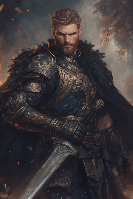 Free man warrior sword illustration