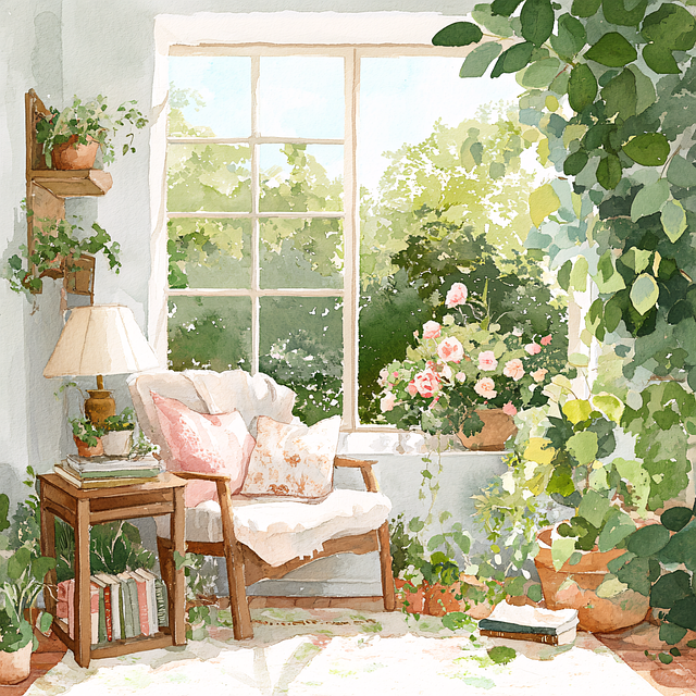 Free ai generated reading corner books illustration
