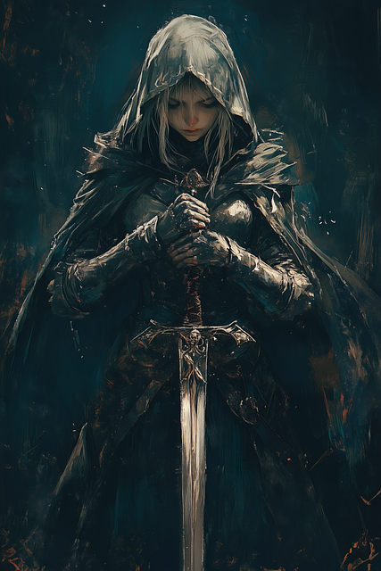 Free woman warrior knight illustration