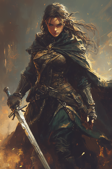 Free woman warrior knight illustration