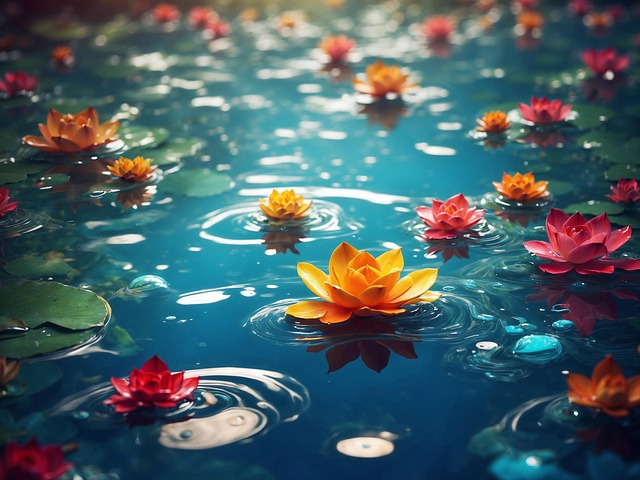 Download free HD stock image of Ai Generated Lotus Free ai generated lotus pond illustration