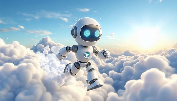 Ai Generado, Robot, Nubes, Corriendo
