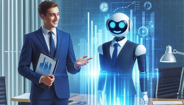 Hombre, Computadora, Tableta, Traje, Ai