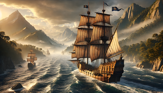 Free ai generated sailing ship ocean illustration