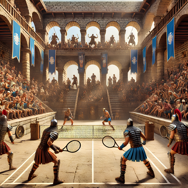 Free ai generated roman tennis amphitheater illustration