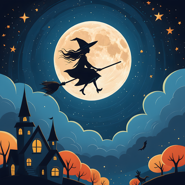 Free ai generated witch broomstick illustration