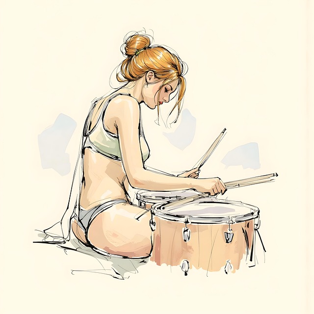 Free ai generated woman drummer illustration