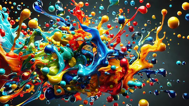 Kunst, Abstrakt, Fett Gedruckt, Farbig