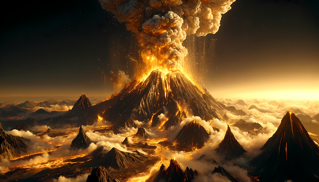 Free ai generated volcanic eruption illustration