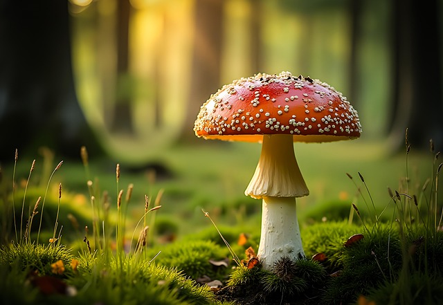 Free ai generated mushroom forest illustration