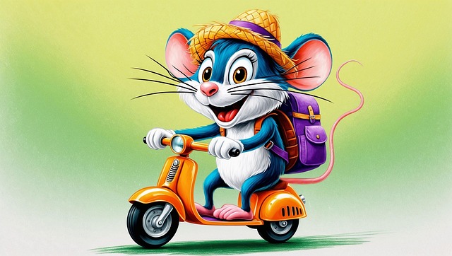 Free ai generated mouse electric scooter illustration