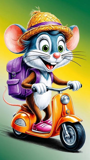 Free ai generated mouse electric scooter illustration