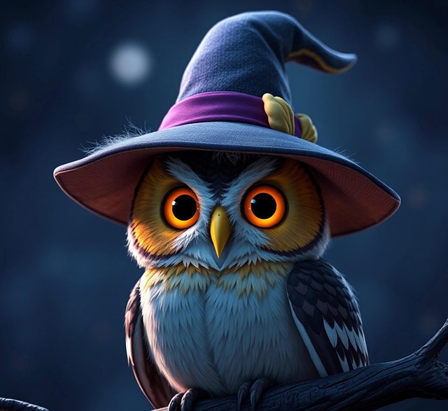 Ai Generiert, Eule, Hexen Hut, Halloween