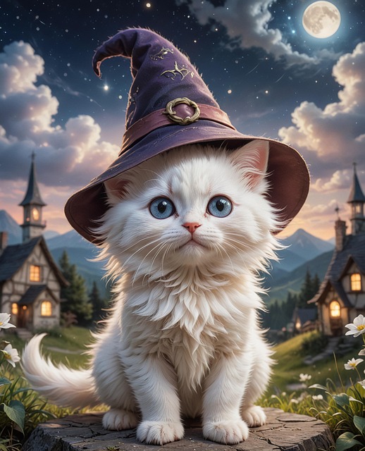 Ai Generiert, Katze, Hexen Hut, Haustier