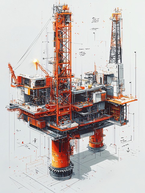 Free offshore industrial engineering illustration