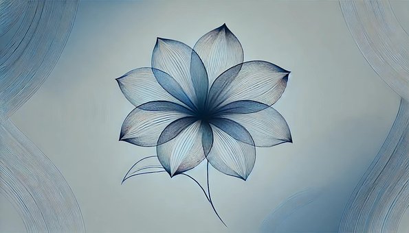 Free Flowers Line Drawing illustration and picture
