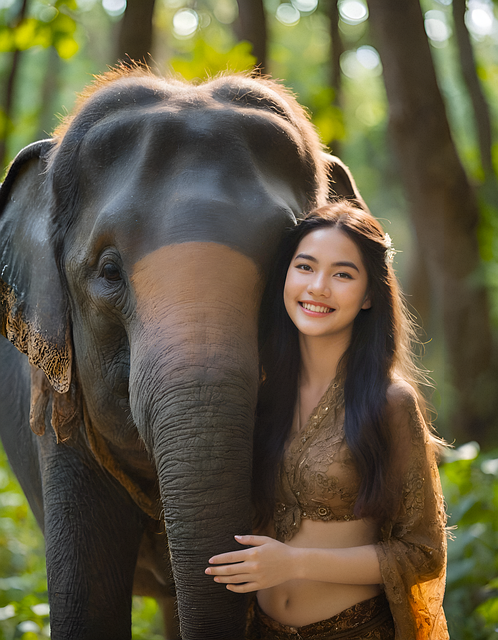 Download free HD stock image of Ai Generated Woman Free ai generated woman elephant illustration