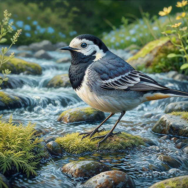 Bachstelze, Wildvogel, Vogel, Bach