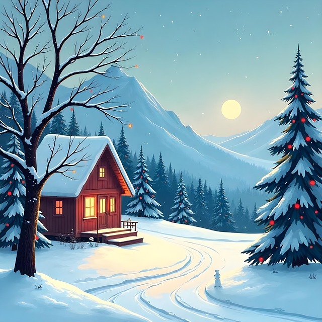 Free trees snow nature illustration