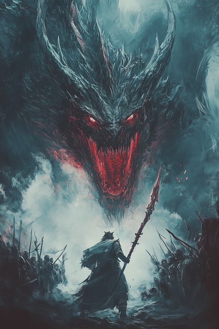 Download free HD stock image of Dragon Warrior Free dragon warrior battle illustration