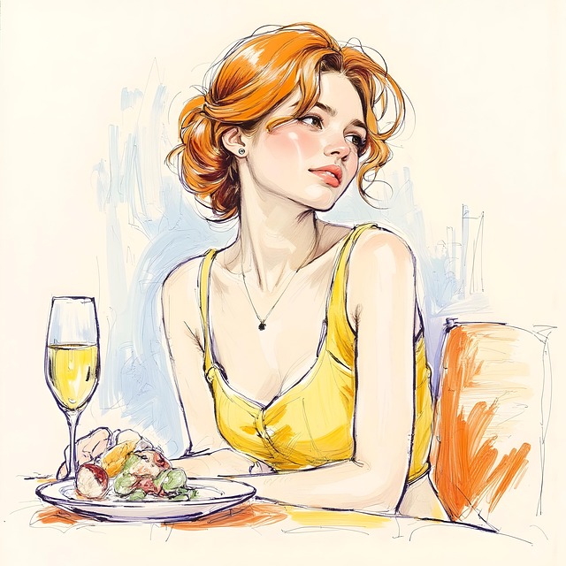 Free ai generated woman eat illustration