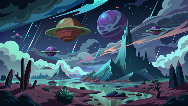 Free ai generated planets landscape illustration