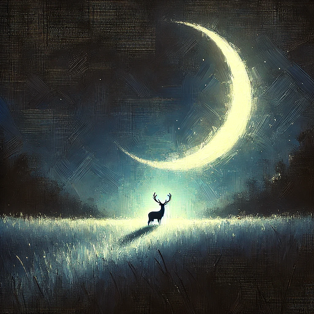 Free ai generated deer moon illustration