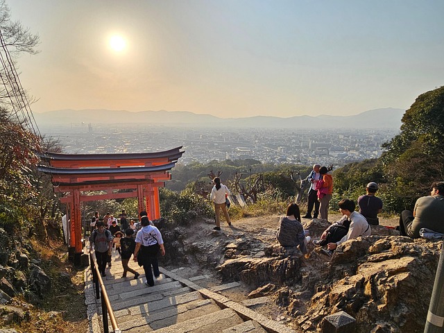 Japan, Fushimi, Tori, Tempel, Solnedgang