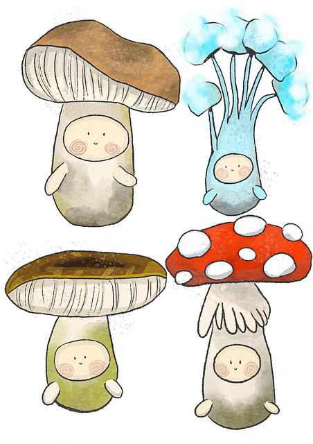 Paddestoelen, Tekenfilm, Kleurrijk