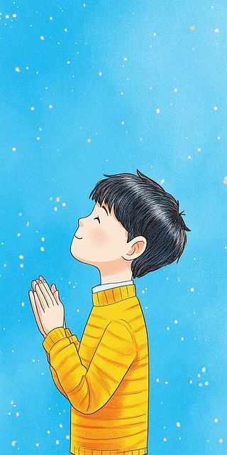 Free ai generated boy prayer illustration