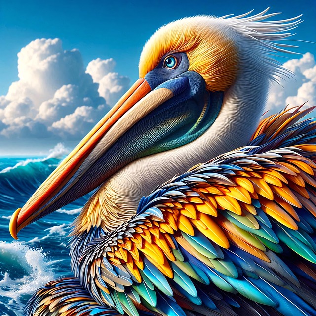 Free ai generated pelican colorful illustration