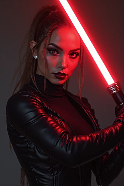 Free ai generated woman lightsaber illustration