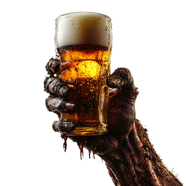 Free ai generated zombie hand glass of beer illustration