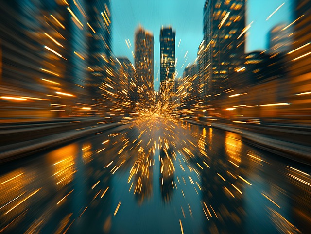 Free ai generated city lights urban glow illustration